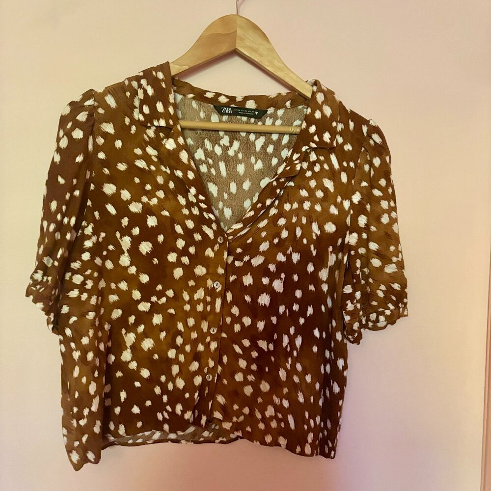 Zara Women's Brown and Tan Blouse